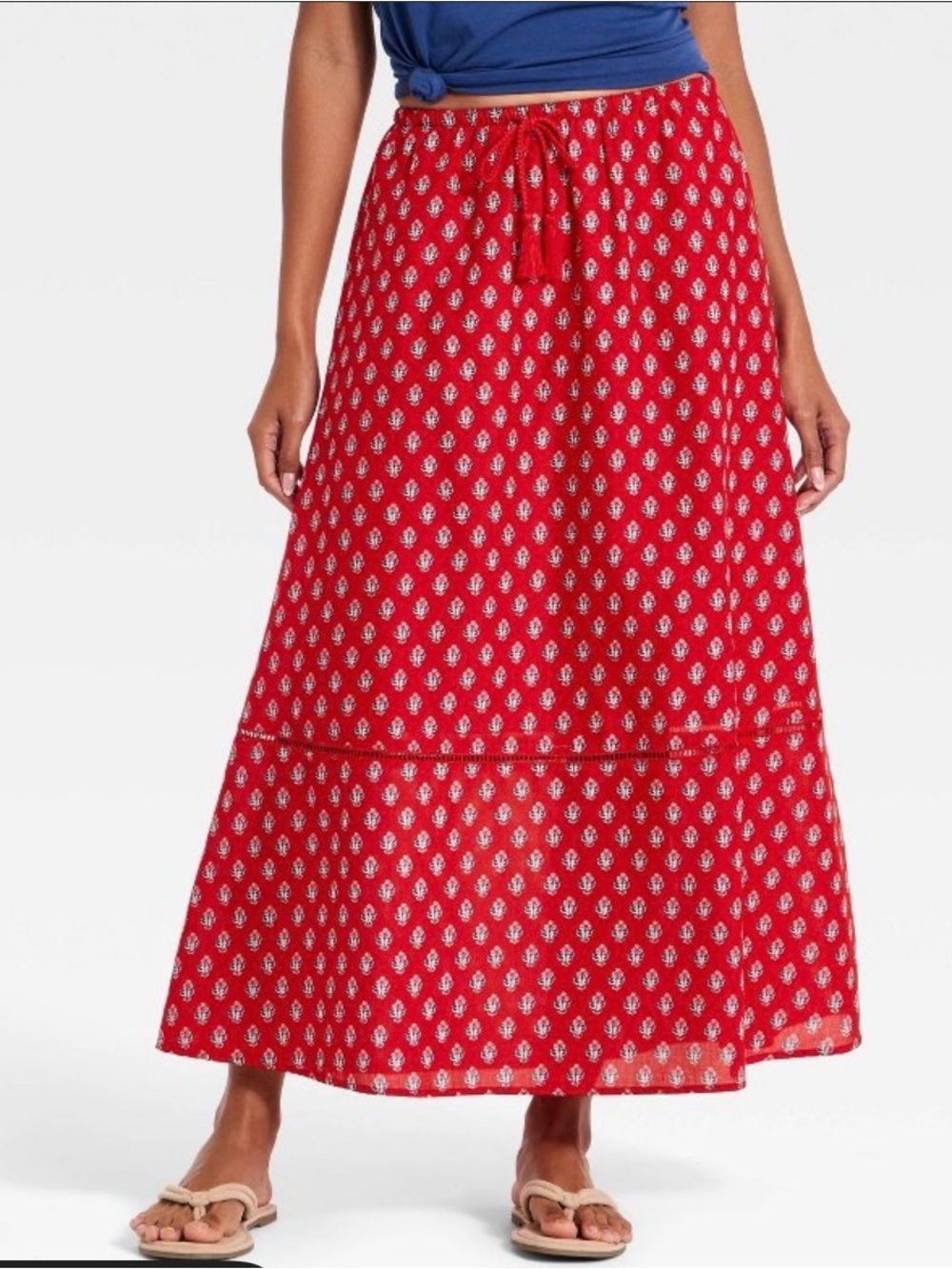 Target Universal Thread Red Floral Woman’s Maxi Full Skirt